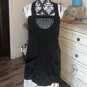 ❤️JOYAAN❤️ SILK RHINESTONE EMBELLISHED BLACK DRESS